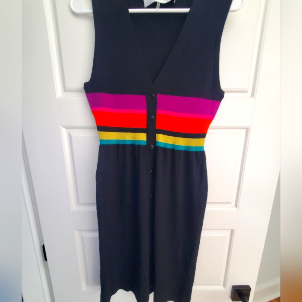 Trina Turk black sleeveless button up cashmere silk dress size 8